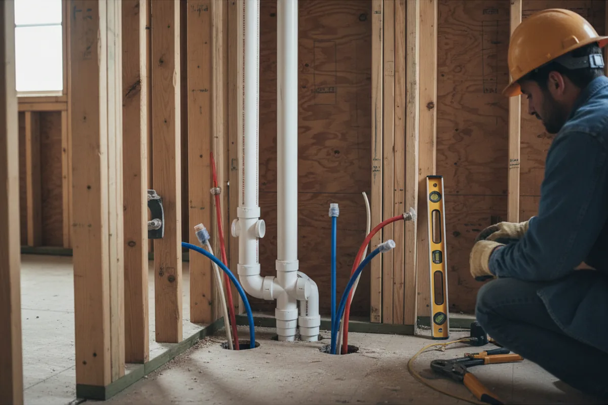 Drain and supply rough-in during Garbage Disposal Repair in Ferris