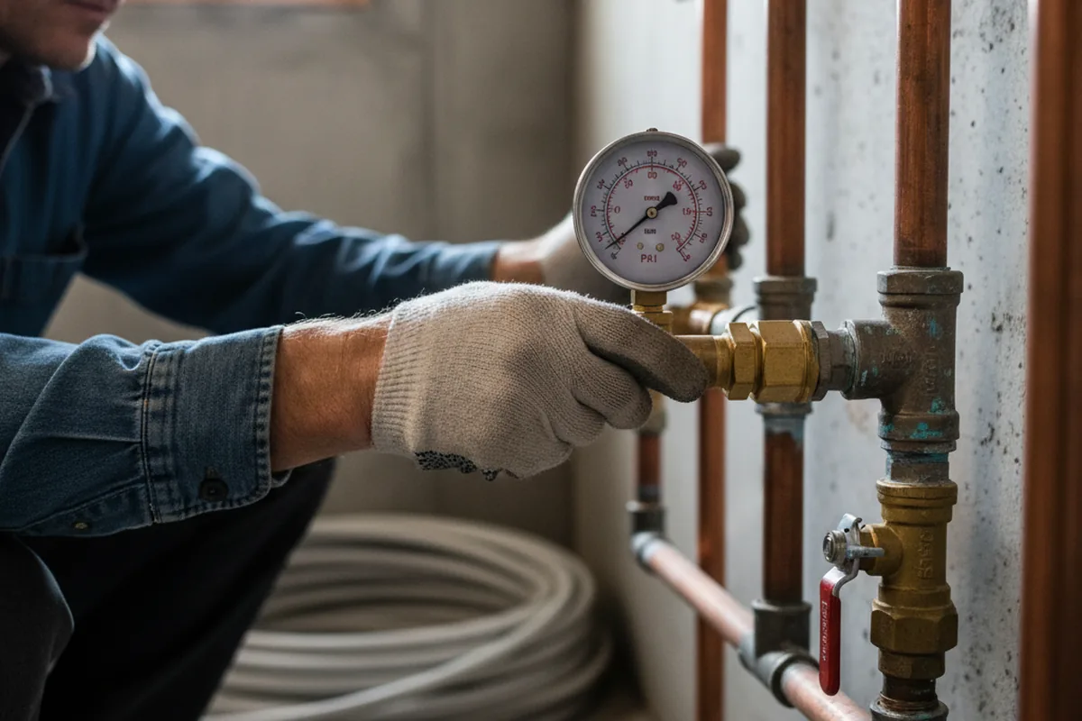 Pressure testing a repaired line during Water Line Repair in Ferris