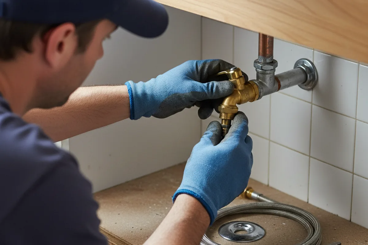 Shutoff valve and fitting work during Burst Pipe Repair in Ferris